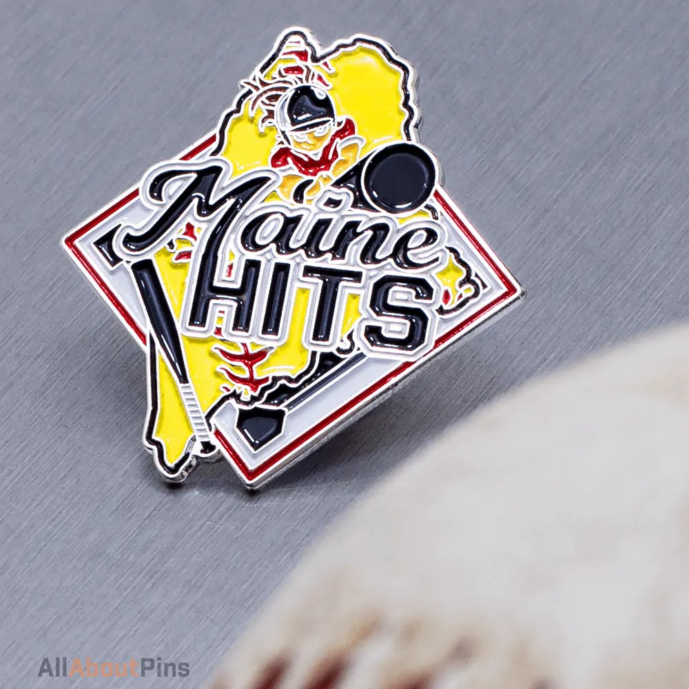 Maine Hits Softball Trading Pin